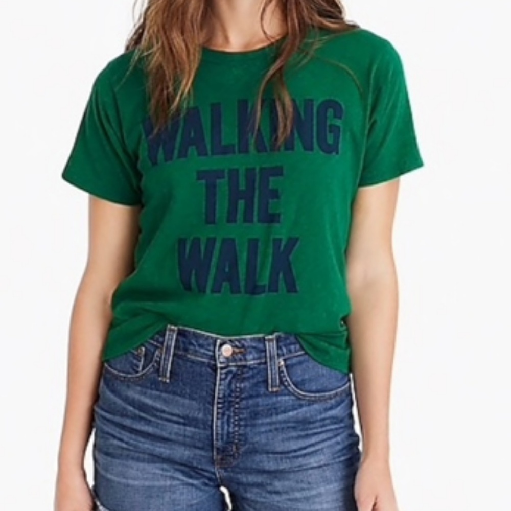 J Crew Walking The Walk Green Short Sleeve Tee